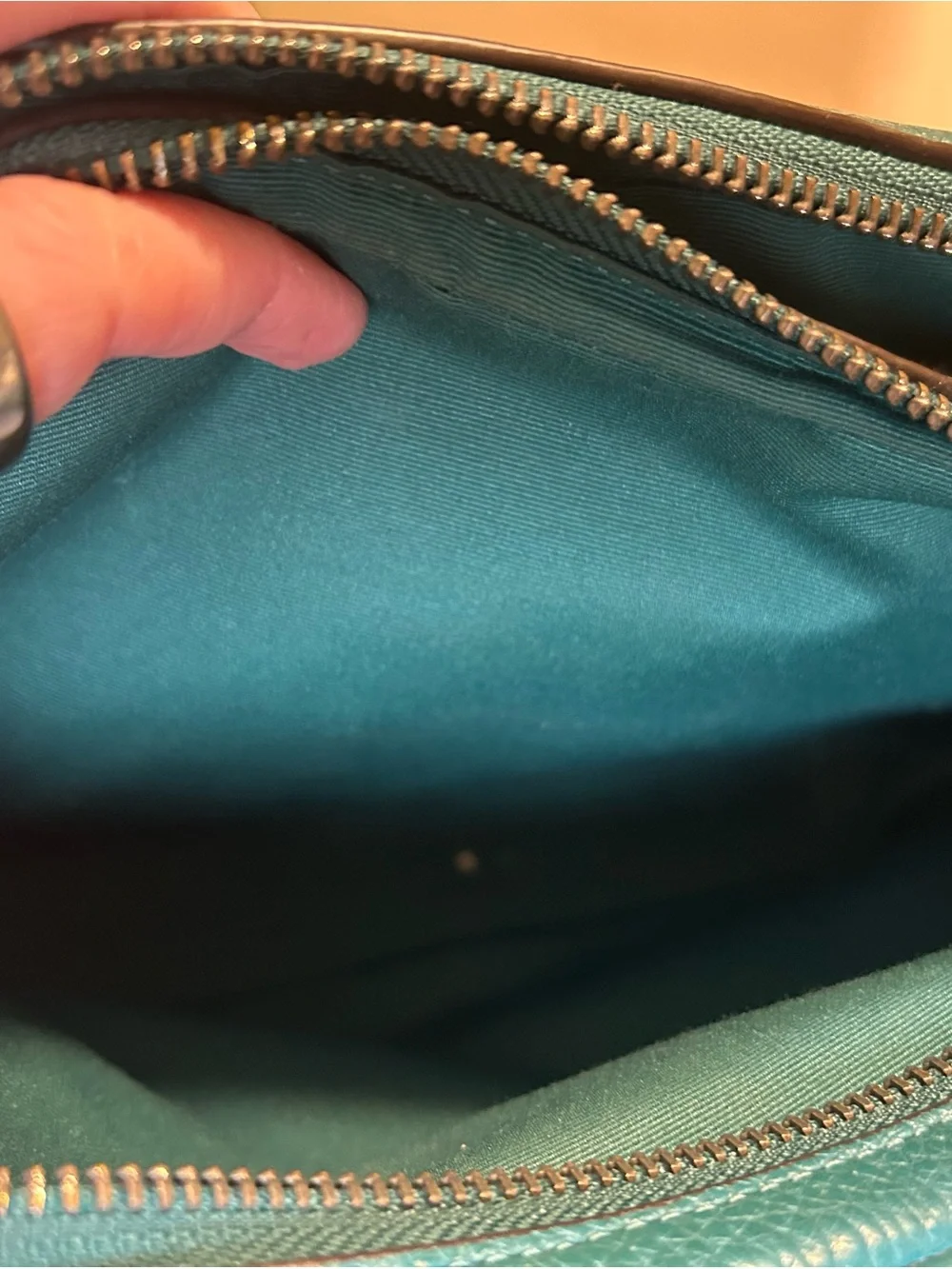 Coach Teal Jes Pebbled Leather Camera Crossbody Bag